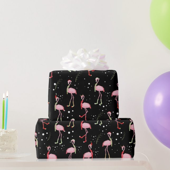 Papier Cadeau Joli motif flamant rose Noël (Cadeaux de fête)