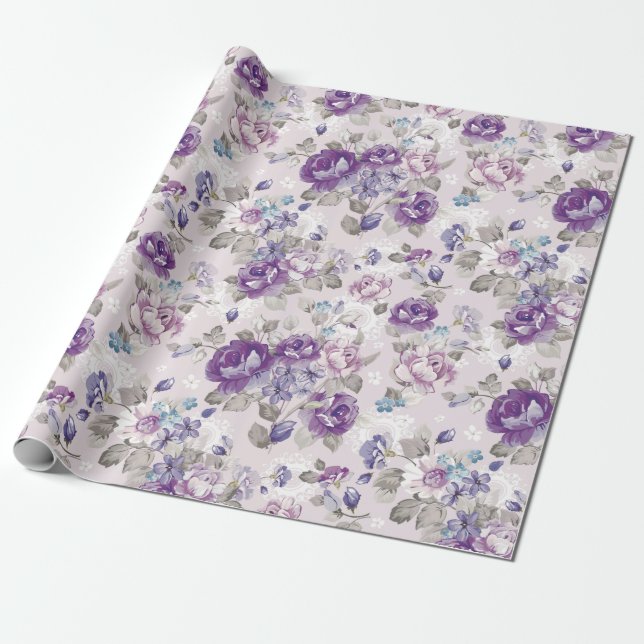 Papier Cadeau Joli motif floral (Déroulé)