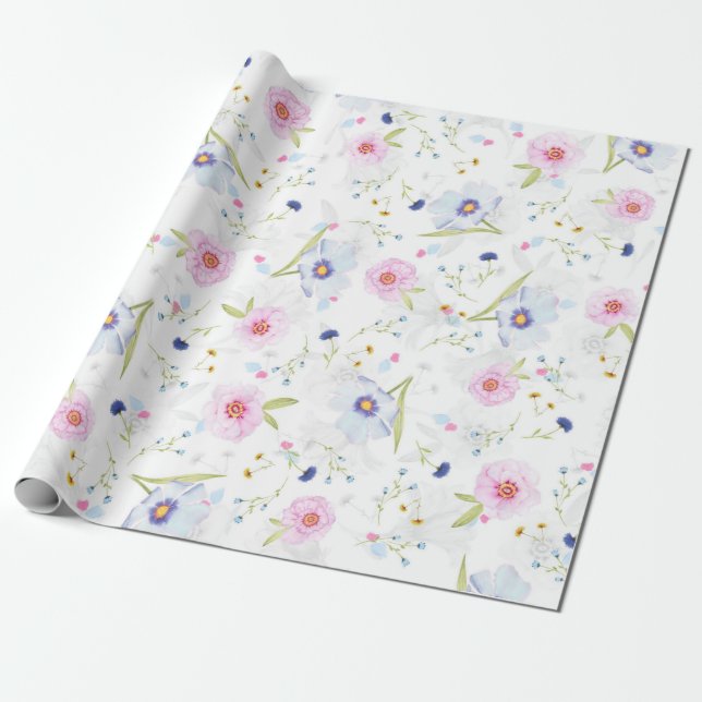 Papier Cadeau Joli motif floral (Déroulé)