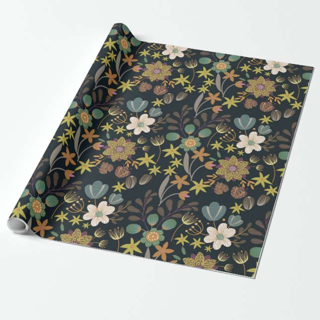 Papier Cadeau Joli motif floral (Déroulé)