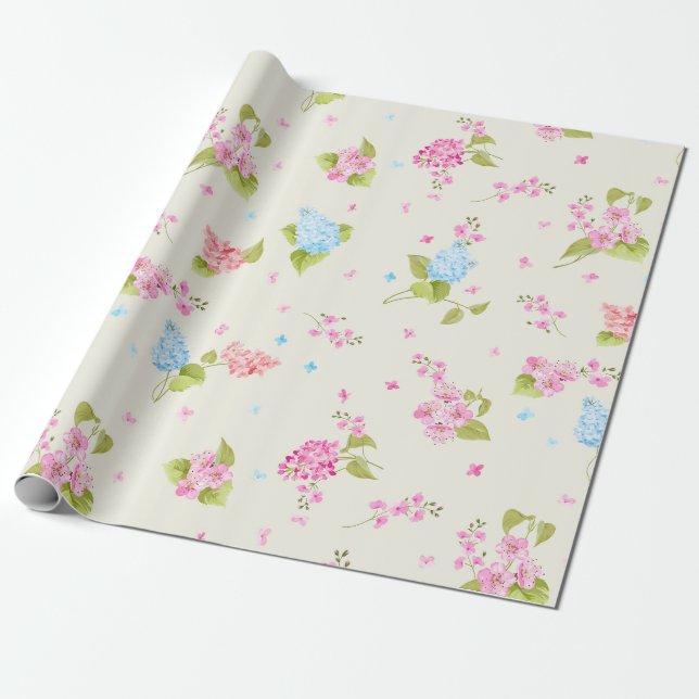 Papier Cadeau Joli motif floral (Déroulé)