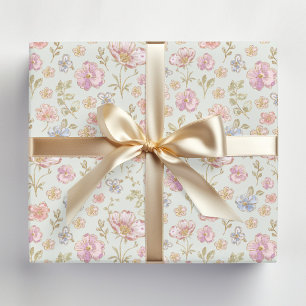 Papier Cadeau Joli motif floral de fleurs vintage