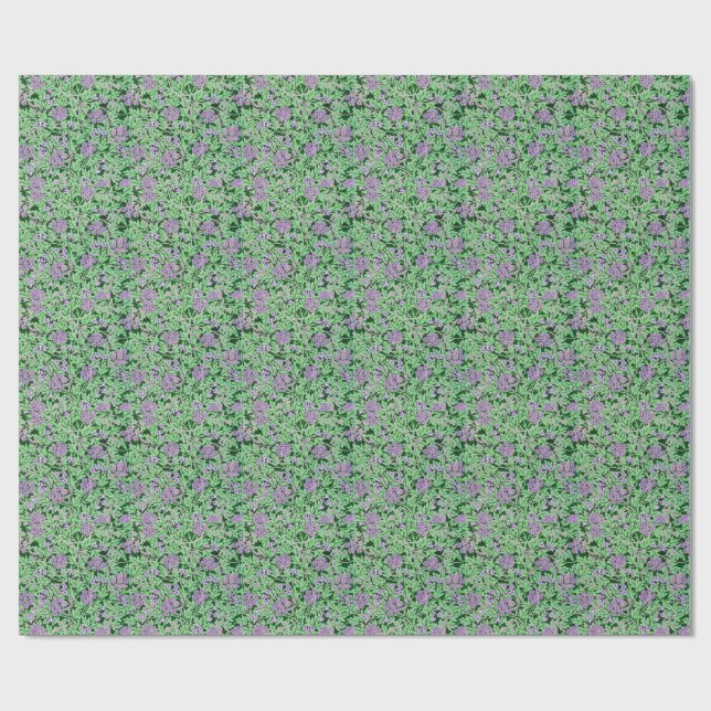 Papier Cadeau Joli motif floral pourpre (Plat)