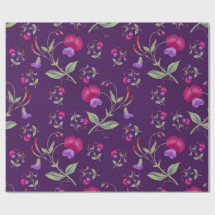 Papier Cadeau Joli motif floral violet et rose