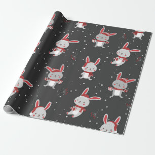 Papier Cadeau Joli Motif lapin de Noël