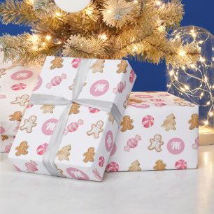 Papier Cadeau Joli motif pain d'épice personnalisé rose