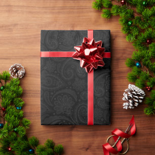 Papier Cadeau Joli motif paisley noir