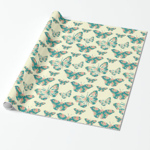 Papier Cadeau Joli Motif papillon floral