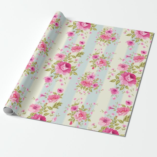 Papier Cadeau Joli Motif rose (Déroulé)