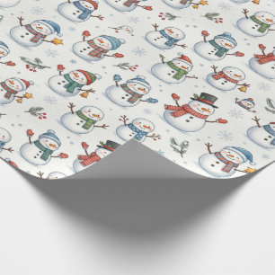 Papier Cadeau Joli motif sans couture de bonhomme de neige d'hiv
