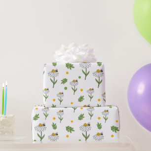 Papier Cadeau Joli motif sans couture de pâquerette et d'abeille