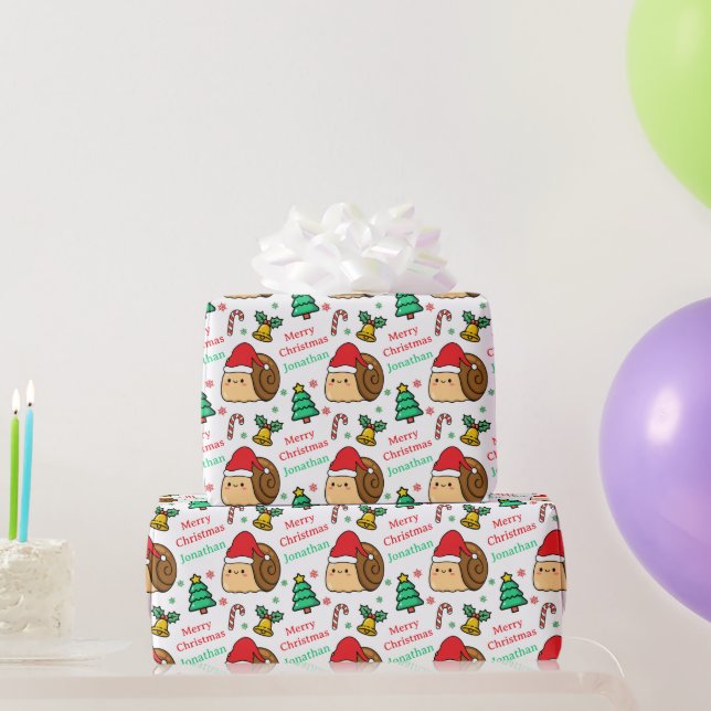 Papier Cadeau Joli Noël Arbre Escargot Vacances (Cadeaux de fête)