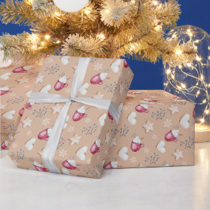 Papier Cadeau Joli Noël Chocolat Chaud Et Cookies Aquarelle