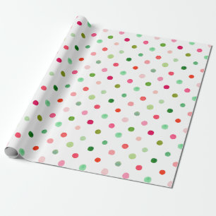Papier Cadeau Joli Noël Couleur Pois verts et rouges
