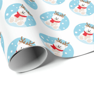 Papier Cadeau Joli Noël ours polaire Vacances  