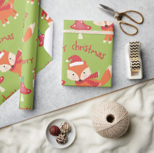 Papier Cadeau Joli Noël Père Noël Fox