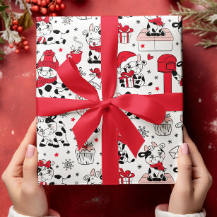 Papier Cadeau Joli Noël Vaches de vacances Cadeaux Motif moderne