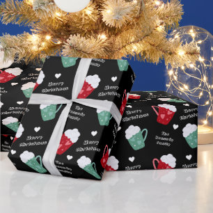 Papier Cadeau Joli Noir Et Blanc Joyeux Noël Coca Chaud