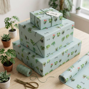 Papier Cadeau Joli Nom Personnalisé Amateur de Plantes