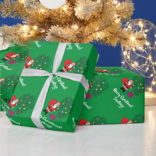 Papier Cadeau Joli Nom personnalisé Santa Claus sapin de Noël Ve