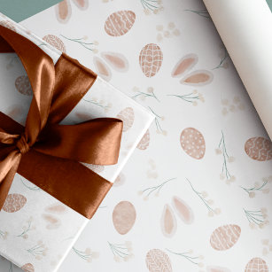 Papier Cadeau Joli oeuf de bouho de pâques motif floral lapin