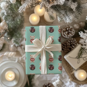 Papier Cadeau Joli Ours en peluche de Noël Photo personnalisée