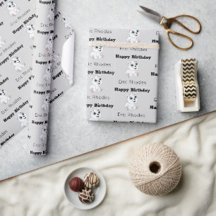 Papier Cadeau Joli ours polaire blanc sur fond gris pour un anni