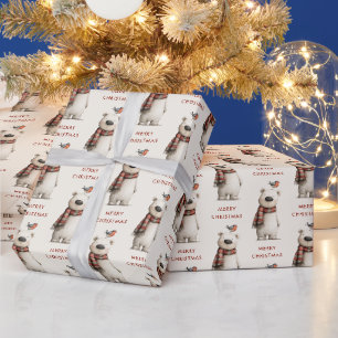 Papier Cadeau Joli ours polaire Robin motif Joyeux Noël