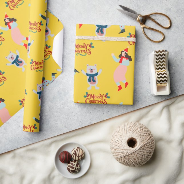 Papier Cadeau Joli Ours polaire Xmas motif sans couture (Artisanat)