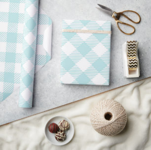 Papier Cadeau Joli Pastel Mint Buffalo Plaid Motif diagonal