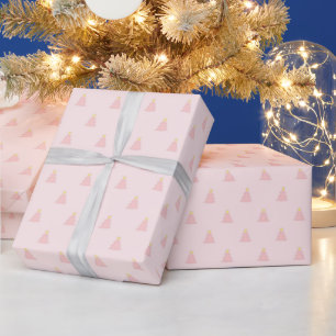 Papier Cadeau Joli Pastel Rose rose Motif de Noël