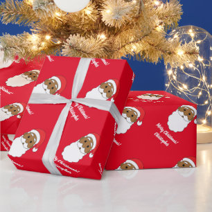 Papier Cadeau Joli Père Noël Africain Américain Joyeux Noël Roug
