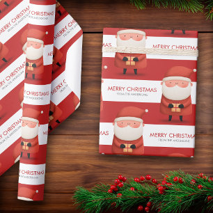 Papier Cadeau Joli Père Noël de dessin animé Joyeux Noël Nom Cad