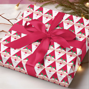 Papier Cadeau Joli Père Noël Moderne Motif Festif de Noël