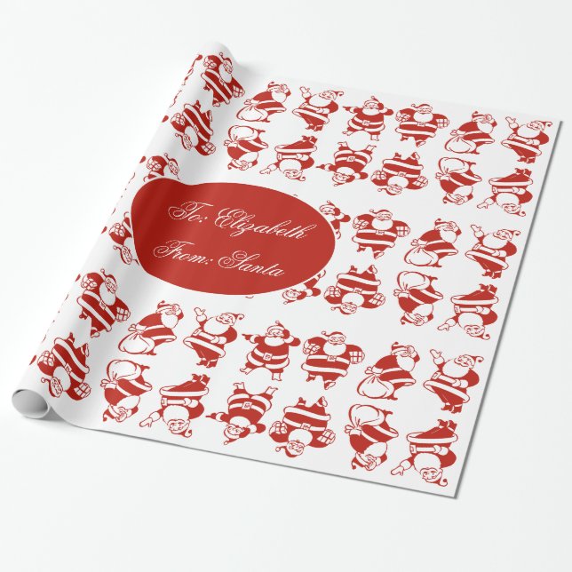 Papier Cadeau Joli Père Noël Motif Rouge et Blanc Noël (Déroulé)