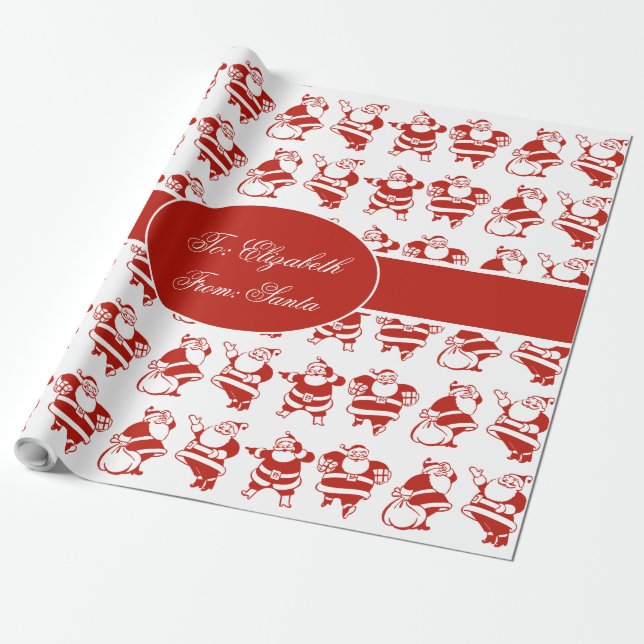 Papier Cadeau Joli Père Noël Motif Rouge Noël (Déroulé)