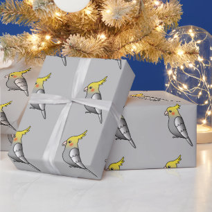 Papier Cadeau Joli perroquet gris cartoon oiseaux