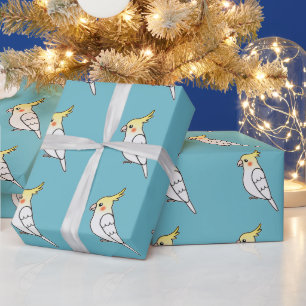 Papier Cadeau Joli perroquet gris lutin oiseaux de dessin animé