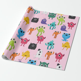 Papier Cadeau Joli Petit Monstres coloré Motif