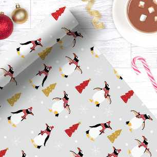 Papier Cadeau Joli pingouin d'hiver Noël