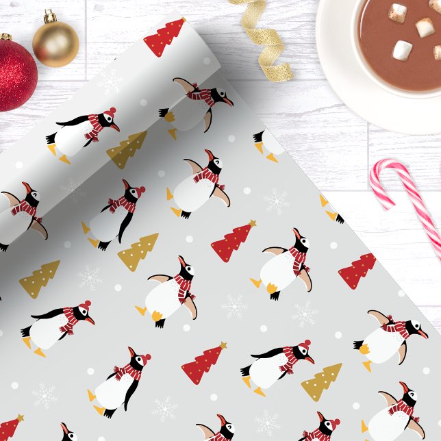 Papier Cadeau Joli pingouin d'hiver Noël (Créateur téléchargé)