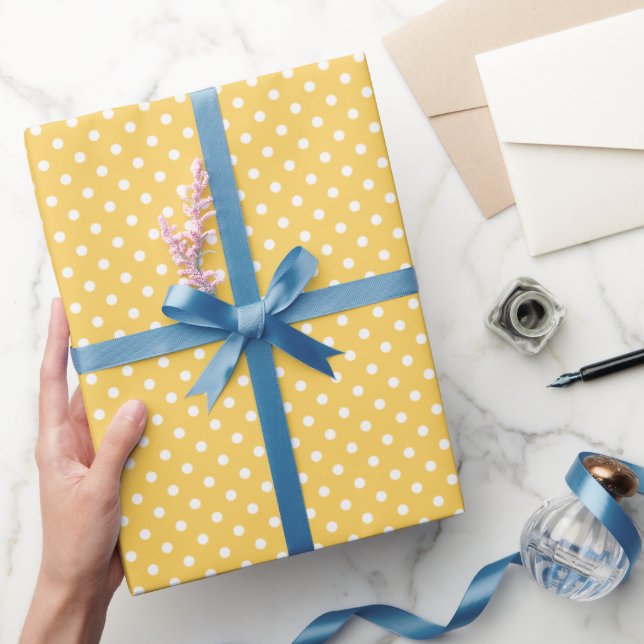Papier Cadeau Joli point Polka Jaune (Cadeaux)