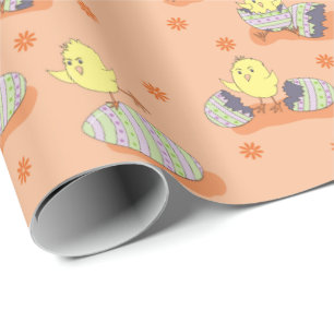 Papier Cadeau Joli poulets jaunes motif papier d'emballage Pâque