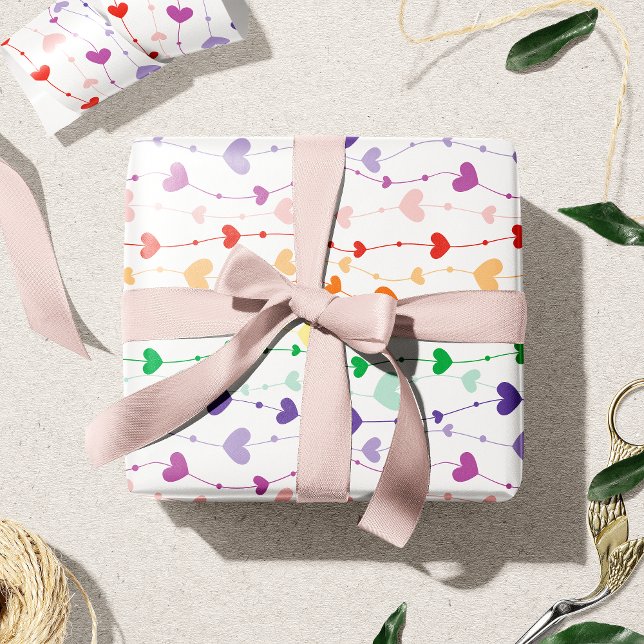 Papier Cadeau Joli Rainbow Hearts Enfants Motifs (Créateur téléchargé)