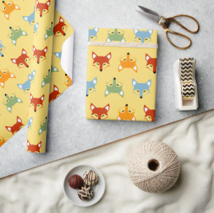 Papier Cadeau Joli renard coloré