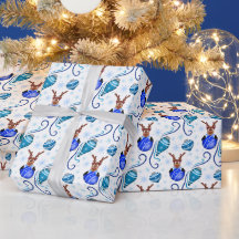 Joli renne de Noël bleu festif