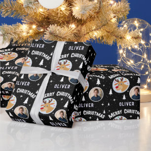 Papier Cadeau Joli Renne Enfant Nom Photo Noël