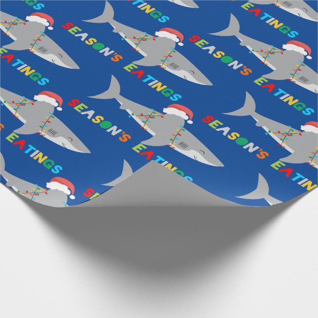 Papier Cadeau Joli requin de Noël (Coin)