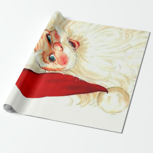 Papier Cadeau Joli rire vintage père Noël
