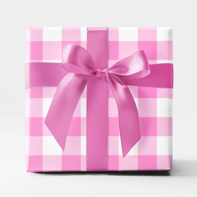 Papier Cadeau Joli rose et blanc En vichy grand Motif (Pretty Pink and White Gingham Big Pattern Wrapping Paper)